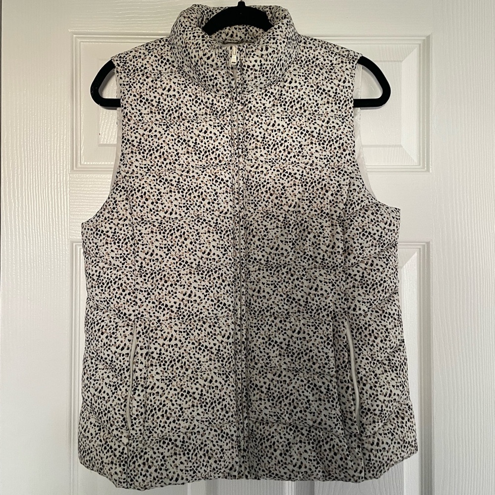 Ann Taylor Loft Leopard Print Whisper White Puffer Vest - Size S